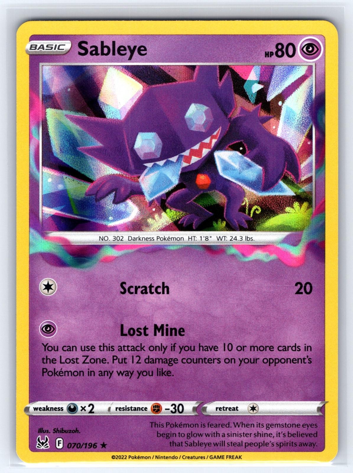Sableye: 070/196 Holo - Lost Origin Pokemon NM