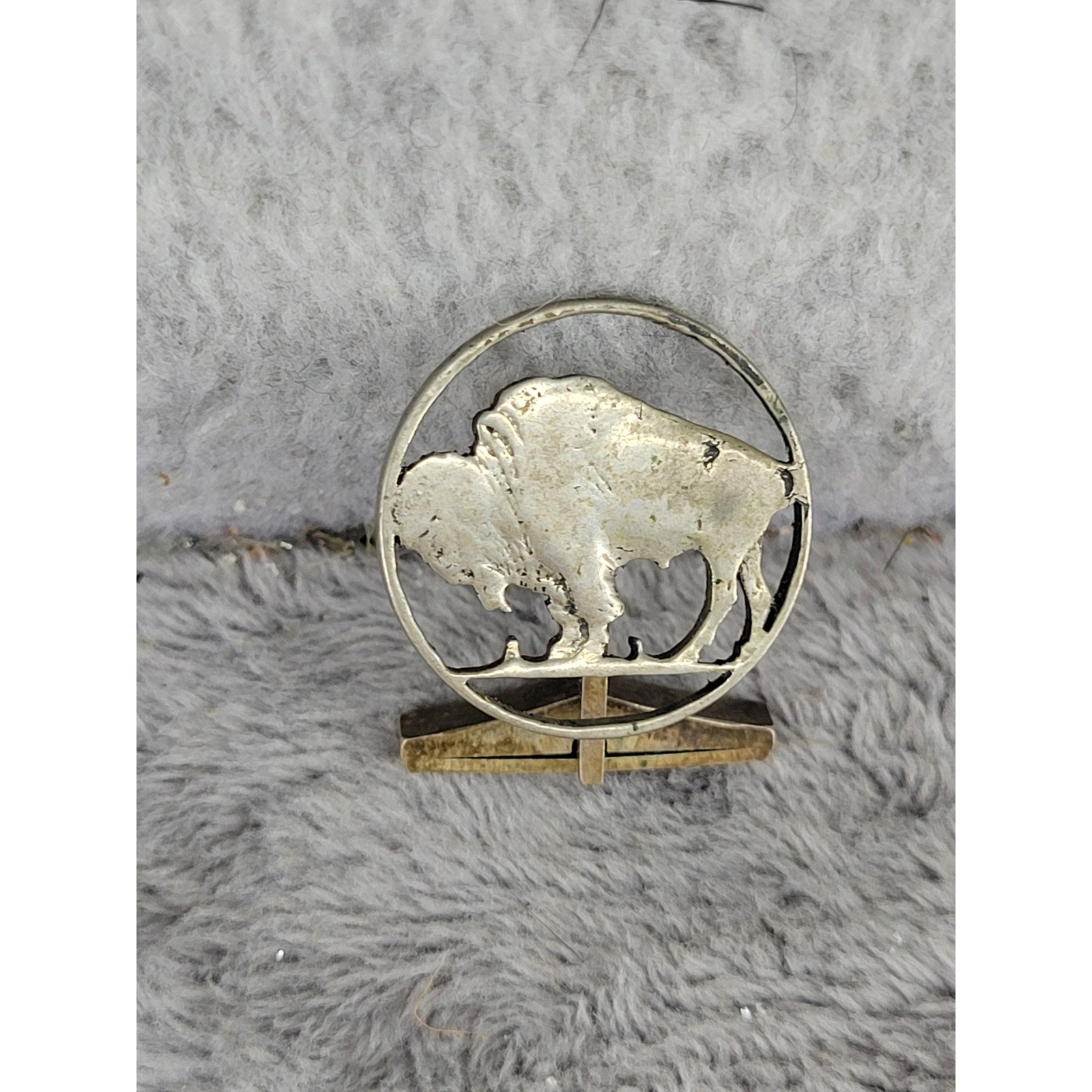 Vintage Silver Bison Cutout Cufflinks Native Amer… - image 2