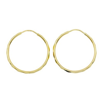 Gold Creolen Ohrringe Endlos Verschluss Echt 14k Creolen 1' Zoll Diamantschliff Textur