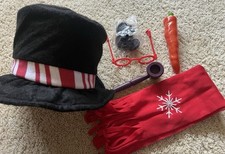 Winter Snow Fun Create a Snowman Kit  Hat Scarf Carrot Nose Eyes pipe glasses