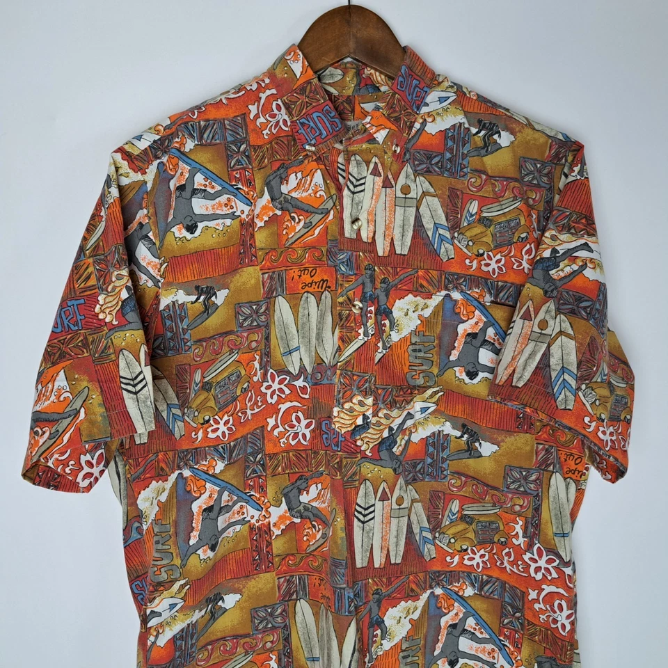 Vintage Island Traditions of Hawaii Polo Shirt Mens Medium Button Down S/S Surf - Image 2 of 4