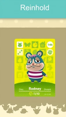 MARKENLOS Animal Crossing Amiibo Nfc Karte weiß #146 Reinhold / Rodney