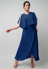Jessica London Women's Plus Size Georgette Maxi Cape Sleeve Dress