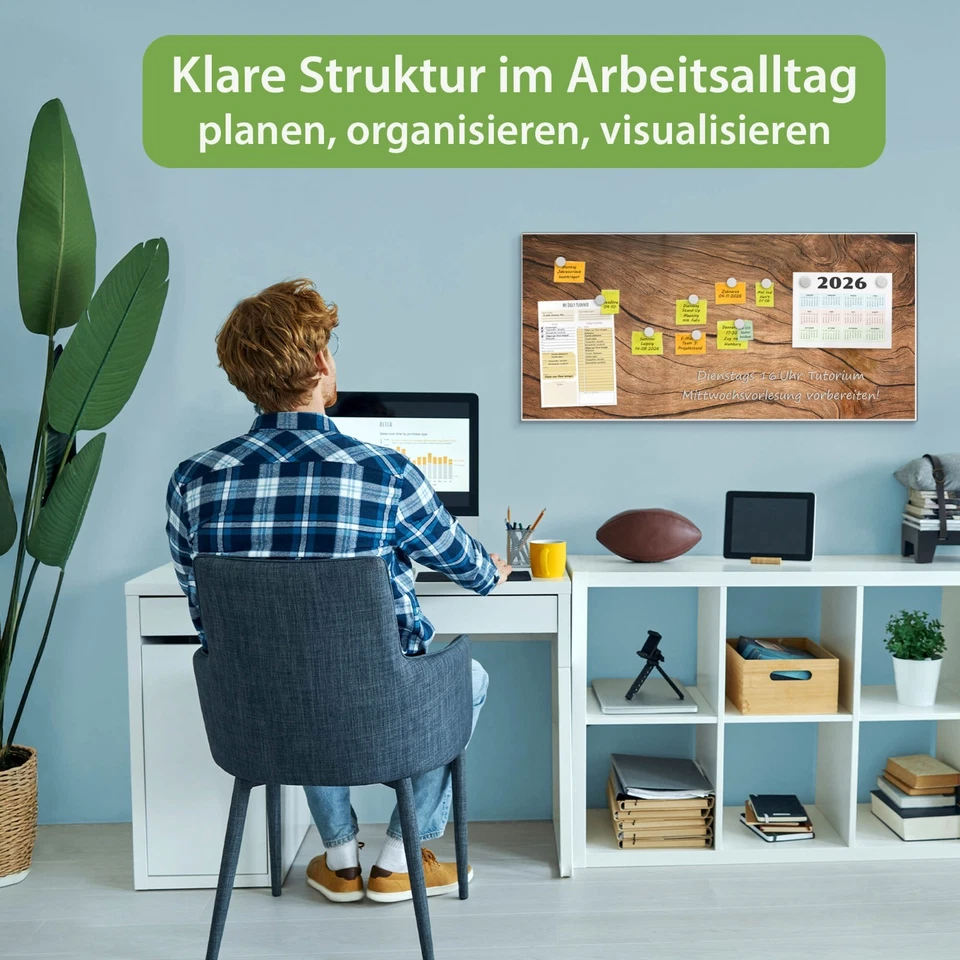 banjado Design Magnetwand beschreibbar 78x37 Pinnwand Magnettafel Trockenes Holz - Bild 4 von 4