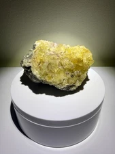 VIBRANT FLUORESCENT Yellow Fluorite Cluster Mineral Specimen 3.5”