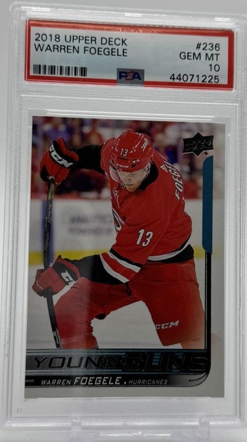 2018-19 Upper Deck Young Guns Warren Foegele Rookie PSA 10 Carolina Hurricanes