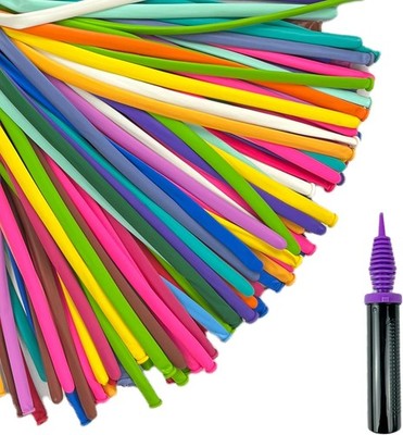 Kit de globos largos con bomba para fiesta de cumplea?os, colores