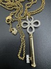 Vintage SWAROVSKI Necklace Gold Tone Crystal Celtic Key Necklace Swan Key Gold P