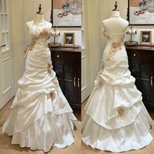 Vintage Sweetheart Wedding Dresses White Ivory with 3D Flowers Mermaid Dress