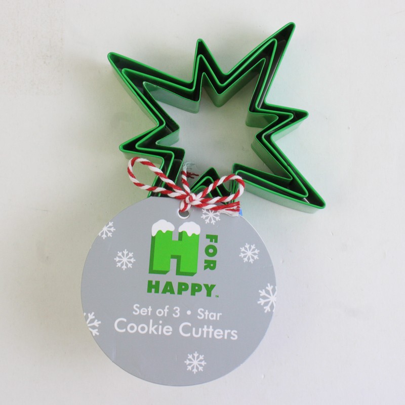 Conjunto De 3H For Happy Verde Metal 8 Punto Estrella Galleta Cortadores 4.5" De