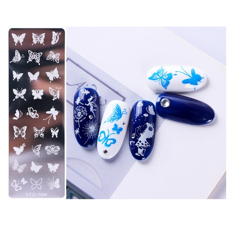 27 Types Butterfly Metal Nail Stamping Plates Hollow or Solid Butterflies