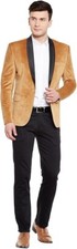 WINTAGE Men's Premium Velvet Notch Lapel Tuxedo Coat Blazer Jacket Gold s52