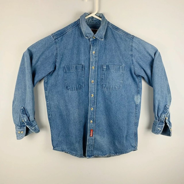 VTG Marlboro Man Size M Shirt Long Sleeve Denim Button Front Made in