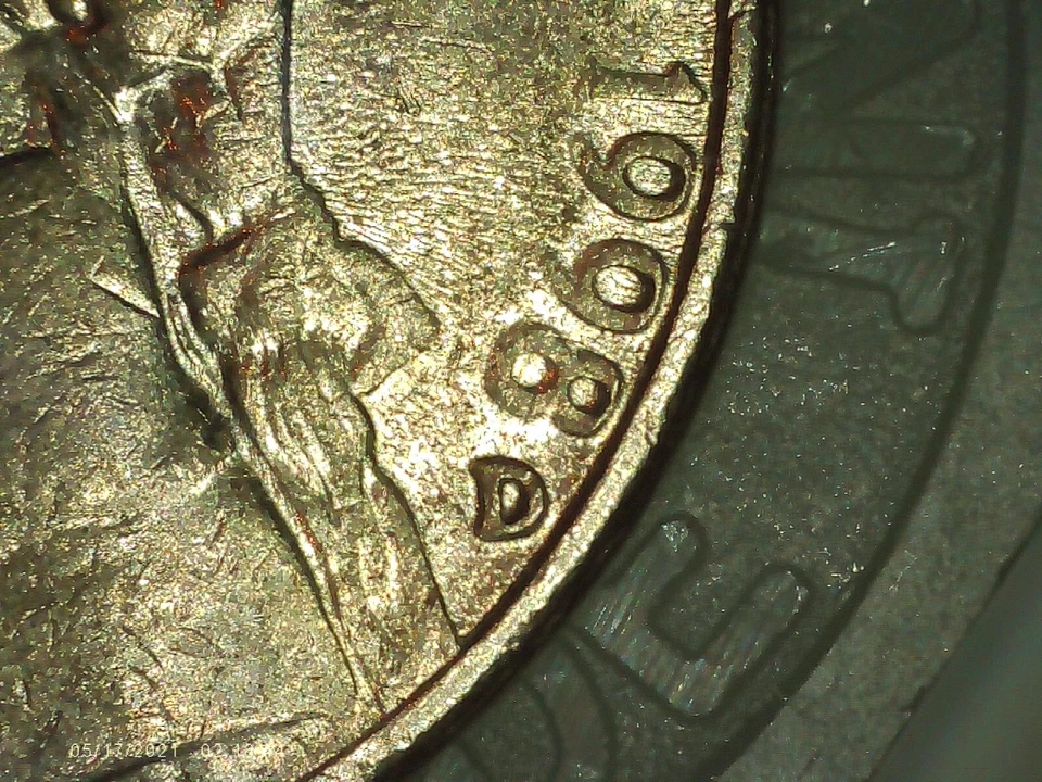 1998-D Jefferson Nickel Doubled Die Reverse DDR Die chip on Monticello P5F5 - Image 2 of 4