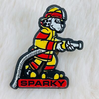 Vtg Sparky the Fire Dog Dalmation Plastic Firefighter Safety Lapel