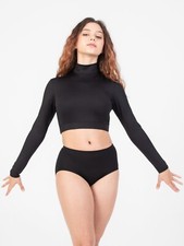 Girls Turtleneck Crop Top in white black, 4-6, 6X-7, 8-10, 12-14