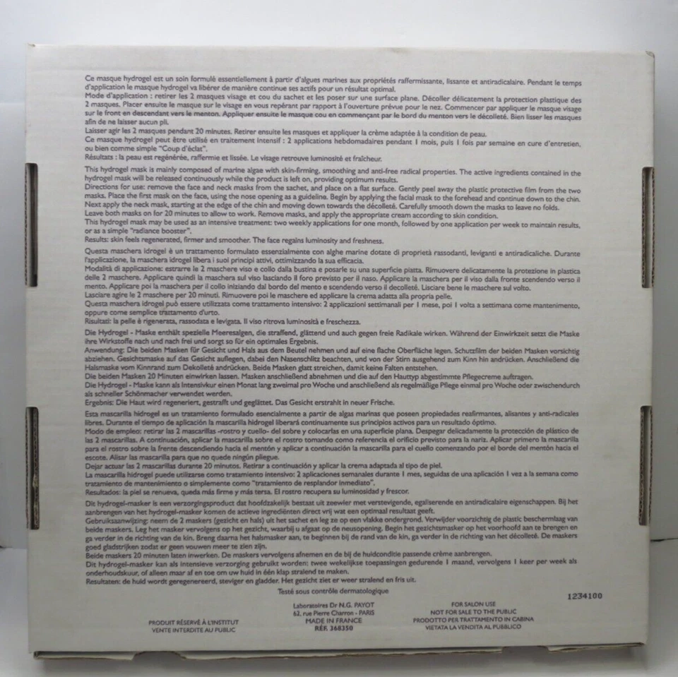 MASCARILLA FRÍA REAFIRMANTE Y REGENERADORA PAYOT 10 MASCARILLAS EN CAJA Foto 2 de 4