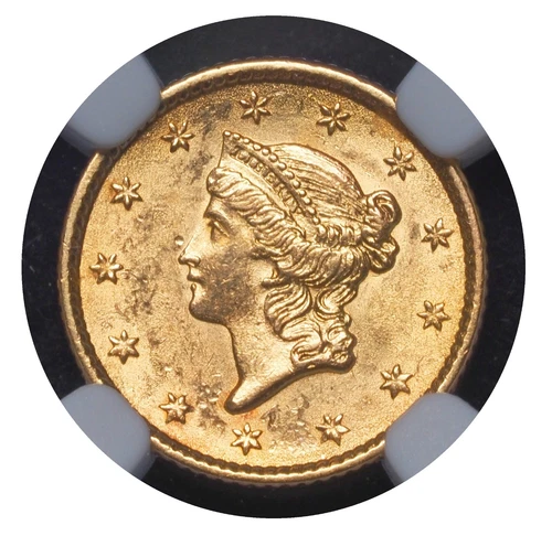 1853, United States. Beautiful Gold $1 Dollar "Liberty Head" Coin. NGC MS-61!