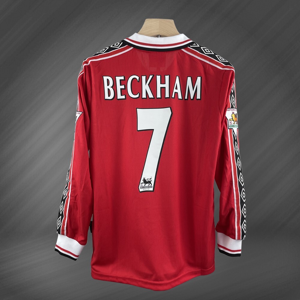 Beckham #7 - 98/99 Manchester United Home Jersey - Treble Beckham #7 - 98/99 Manchester United Home Jersey - Treble