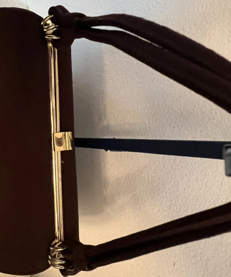 Cartera clutch Dover vintage años 60 hecha en EE. UU./gamuza marrón Foto 2 de 4