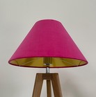 Lampshade Hot Pink Velvet Brushed Gold Tapered Coolie Light Shade