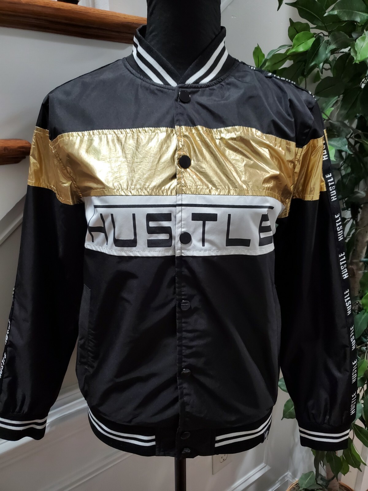 Encrypted Men's Black 100% Polyester Button Long … - image 2