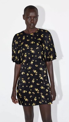 BNWT Zara Yellow Black Floral Print 