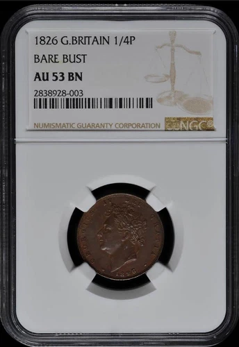 :1826 FARTHING GREAT BRITAIN ENGLAND KM# 697 LOW POP NGC VF-25 HIGHEST GRADES