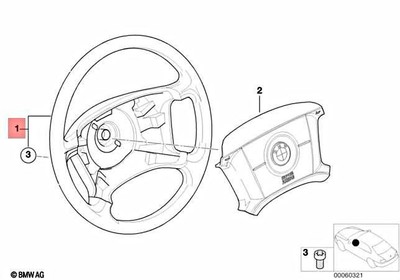BMW OEM Early E46 99-00 4 Spoke Leather Steering Wheel 32346753945  