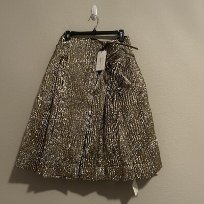 Simone Rocha Gold Pleated Kilt with Bow ties