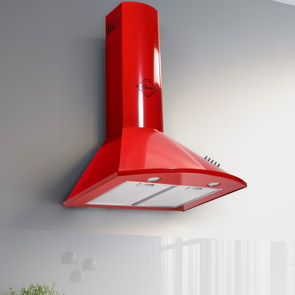 Gurari GCH046 Dunstabzugshaube 60Cm 1000M³/H Wandhaube Dunsthaube Rot 3 Stufen-image