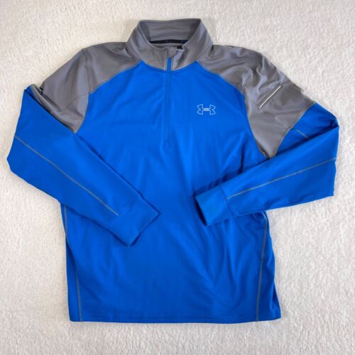 Under Armour Run Sweater Mens 2XL Blue Gray Long Sleeve Storm Quarter Zip - Picture 1 of 14