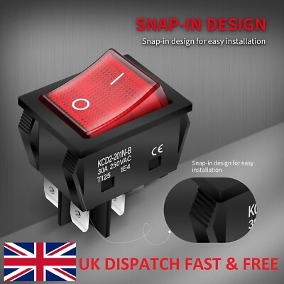 (1PCS ) On-Off Boat Rocker Switch Lighted Switch 240v 30 Amp Switch 30A ...