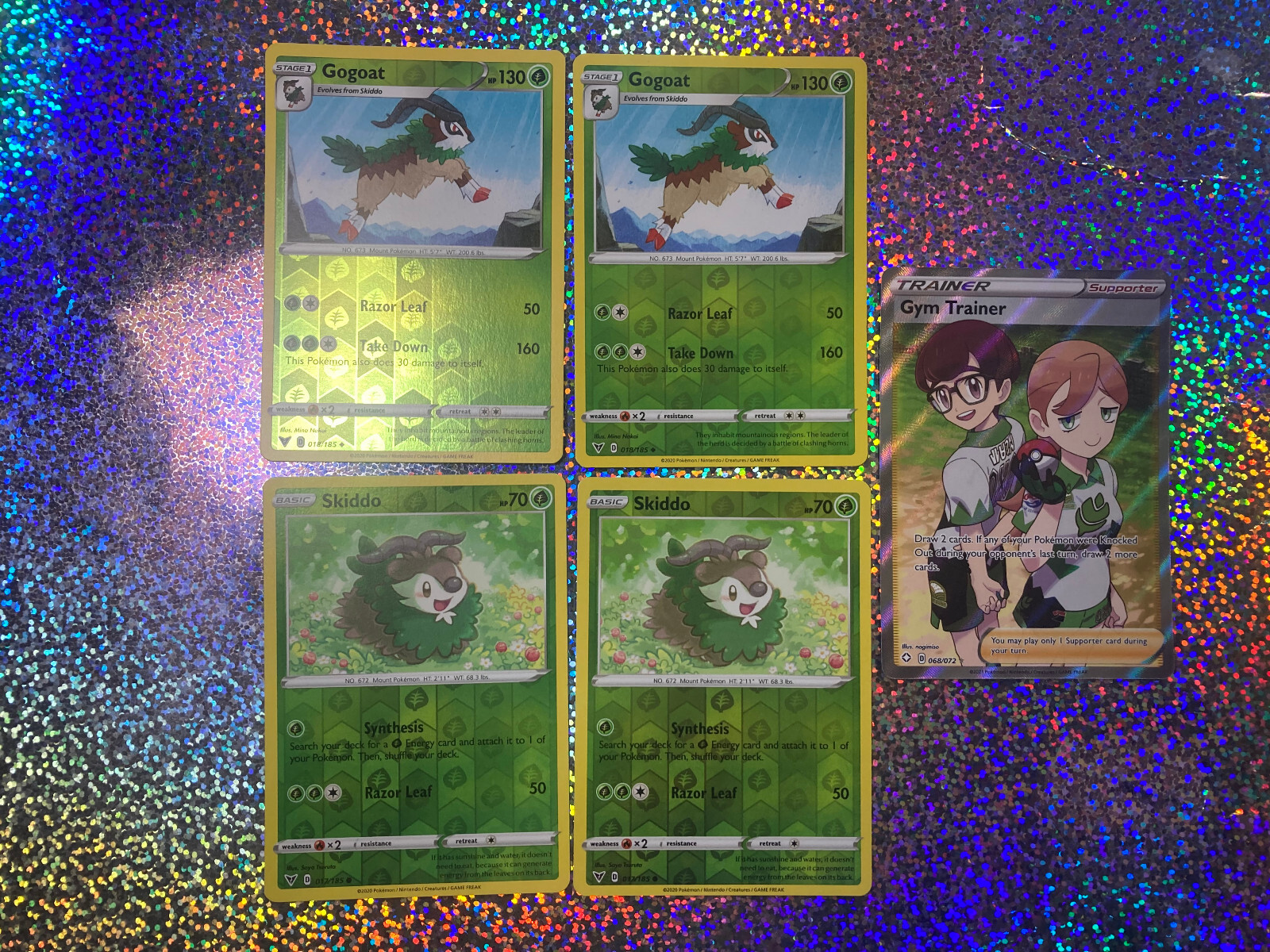 Pokemon TCG: Full Art 068/072 Gym Trainer: Reverse Holo 018/185 Gogoat (x2)