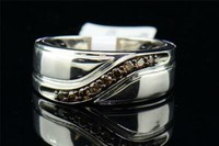 Herren Sterlingsilber & Cognac Brown Diamant Verlobungsring Ehering .25 Karat