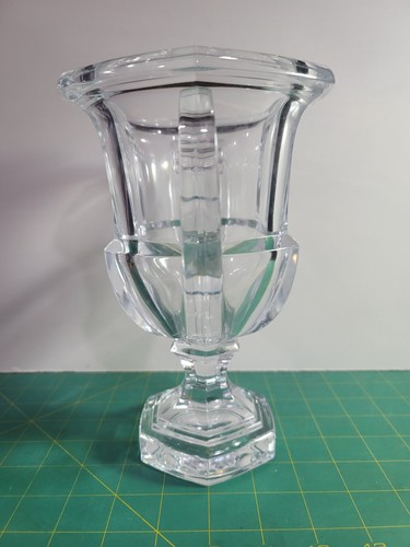 TIFFANY & CO CRYSTAL LOVING CUP TROPHY VASE DOUBLE ARM HEXAGONAL BASE FLARED LIP - Picture 3 of 7