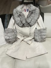 Vintage Lilli Ann 1960s cream and gray fox fur lined coat great condition