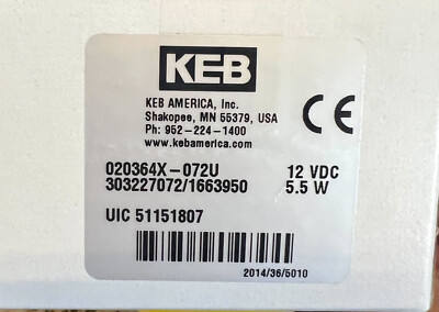 KEB 020364X-072U 301548217/1291955 12VDC 5.5W BRAKE CLUTCH 4/PCS (IN21S1B2)