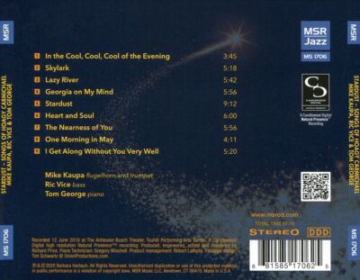 MIKE KAUPA/RIC VICE/TOM GEORGE STARDUST: SONGS OF HOAGY CARMICHAEL NEW CD