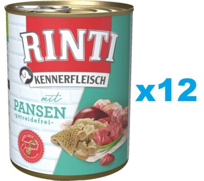 12x400 g RINTI Kennerfleisch mit Pansen Nassfutter getreidefrei alle Rassen