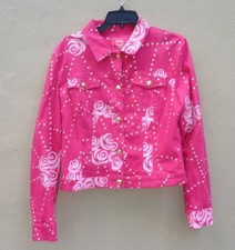 Mcm The Golden Jeans Pink Stars Button Front Casual Long Sleeve Jacket Sz 48