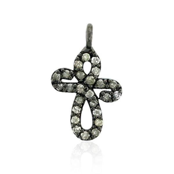 0.22ct Diamond Vintage Look Charm Pendant 925 Sterling Silver