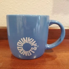 DUNKIN' DONUTS Mug Iridescent Royal Blue Luster Circle Logo 2014 Metallic