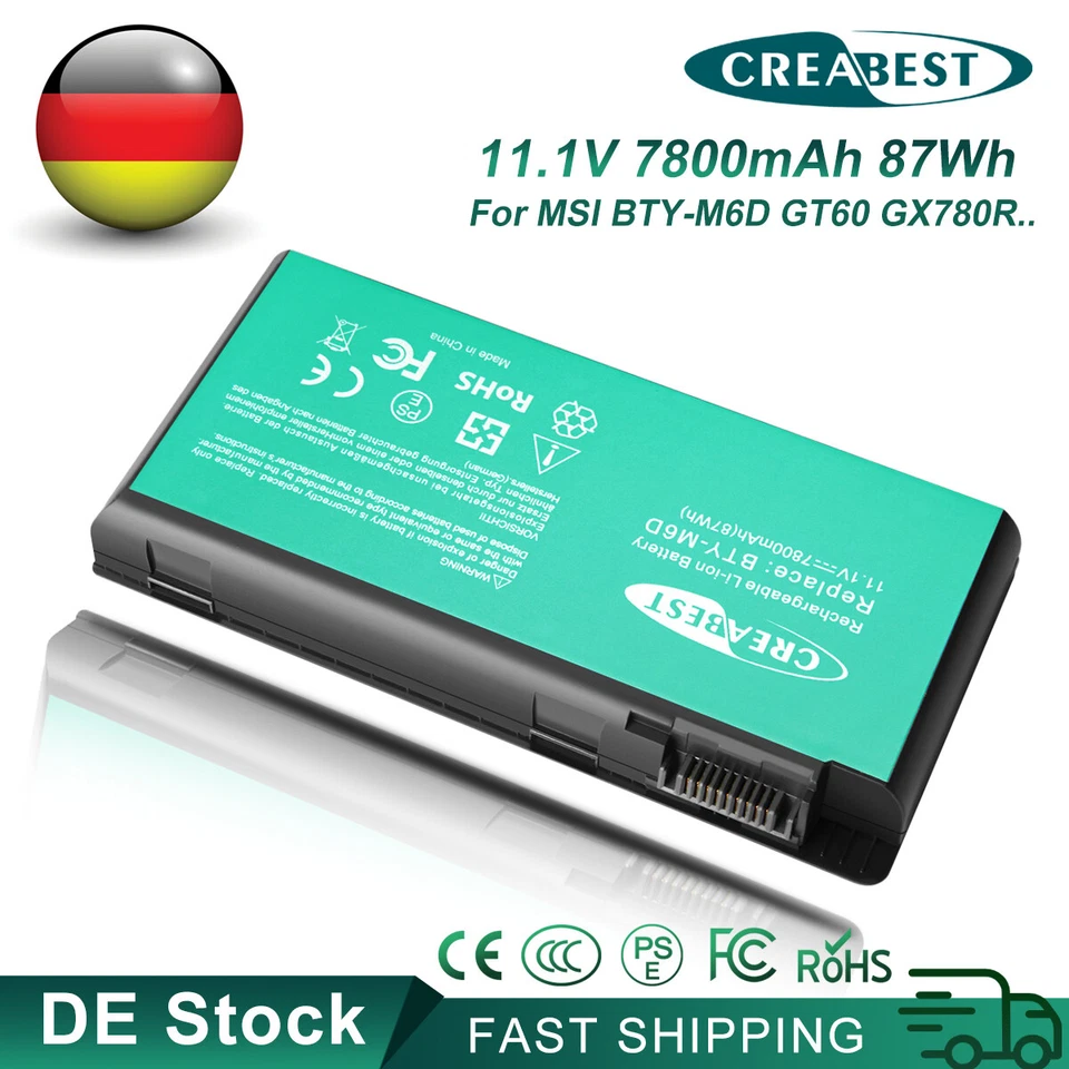 7800mAh 11.1V BTY-M6D Akku Für MSI GT60 GT660 GT680 GT683 GT70 GT780 GX660 GX680