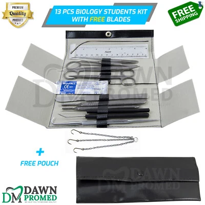 DAWNPROMED 13 Pcs Minor Surgery Biology Medical Student Dissecting Tool Kit Set German Gr