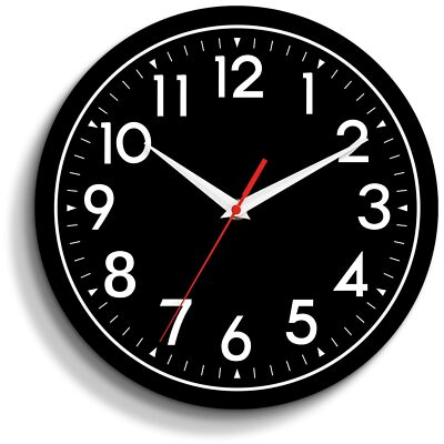Wall Clock Black Battery Operated 10 Inch Simpel Silent Non Ticking Analog De...