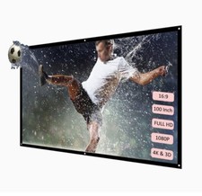 Projector Screen, 100 inch 16:9 HD Foldable Anti-Crease Portable Projection for