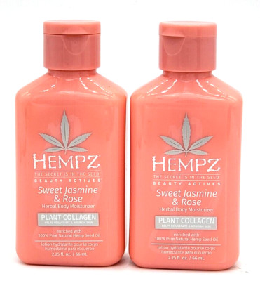 2 x Hempz Sweet Jasmine & Rose Collagen Infused Herbal Body