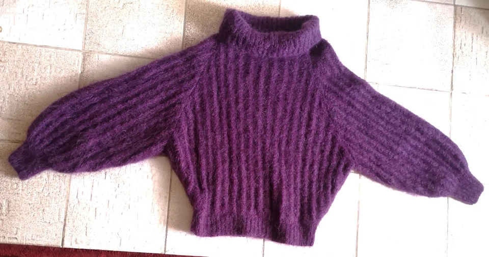 Gros pull fait main en mohair violet - TBE - Photo 1/3