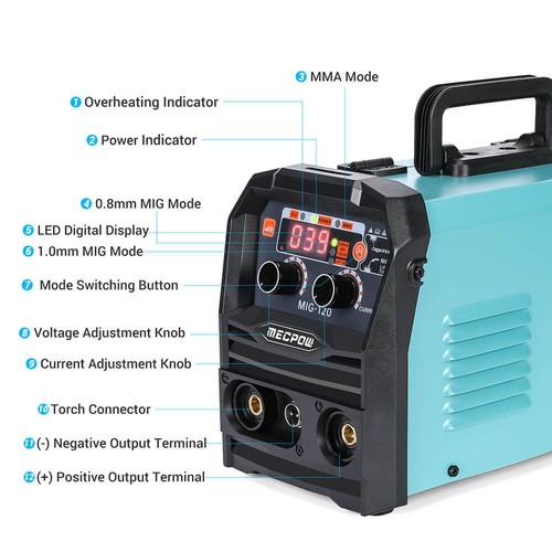 Mecpow MIG/MMA/LIFT TIG Gasless Welder Dual-voltage Gasless Welding Machine - Picture 12 of 15